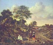 Esaias Van de Velde Portrait of a couple with two children and a nursemaid in a landscape oil painting artist